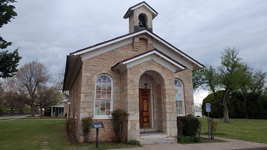 Fort Sill National Historic Landmark & Museum main building facing the front entrance.